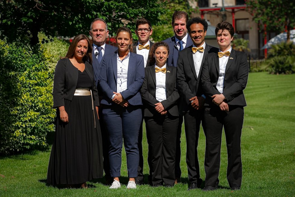 Our banqueting team from left to right: Tinne, Mike, Saskia, Jordy, Eva, Remi, Carlos, Lise