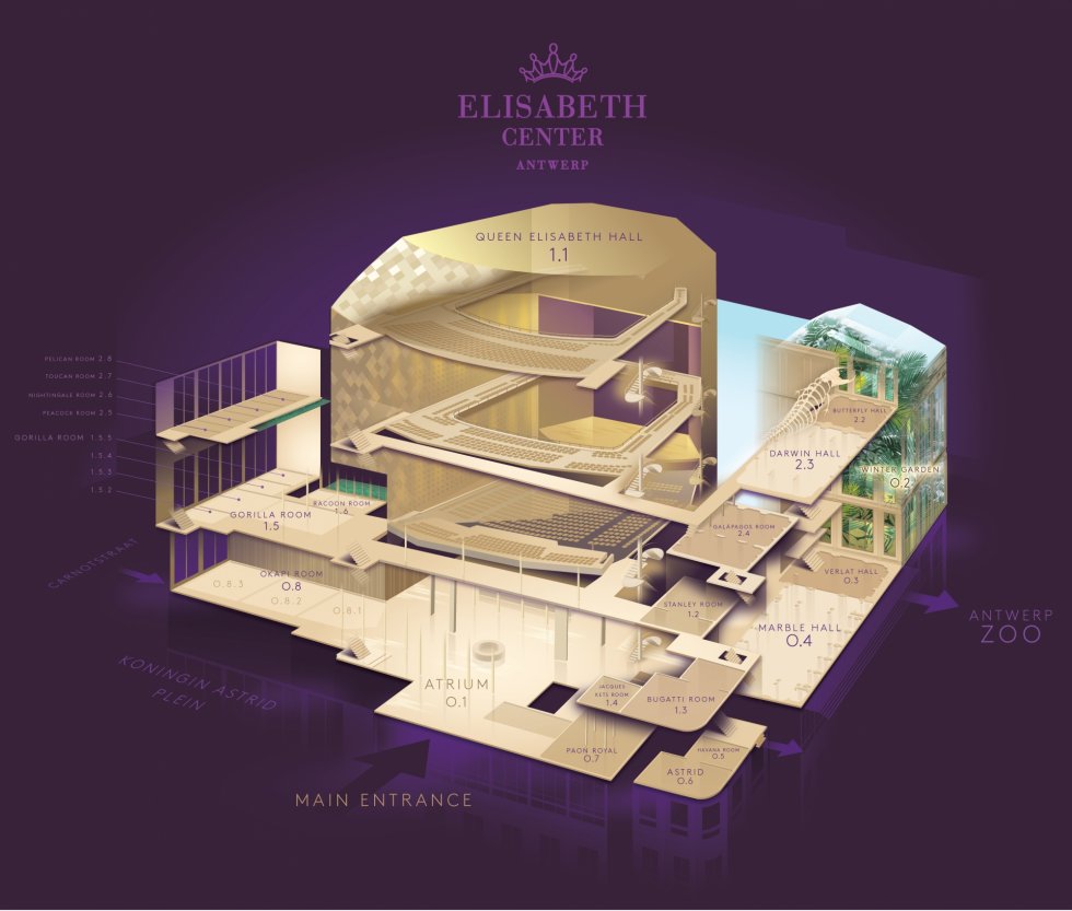 A Room with a ZOO consists of the Historic Wing, the new Carnot Wing and the new Elisabeth Hall in between.
