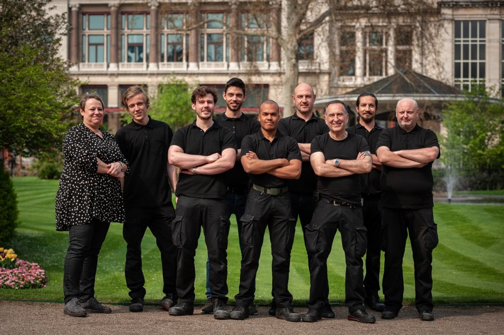 Our logistics team from left to right: Marie-Anne, Kasper, Jente, Arne, Jozef, Bart, Paul, Bob, Ronny